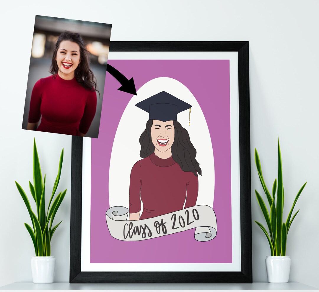 Custom Graduation Portrait: Personalized Illustration for High School ...