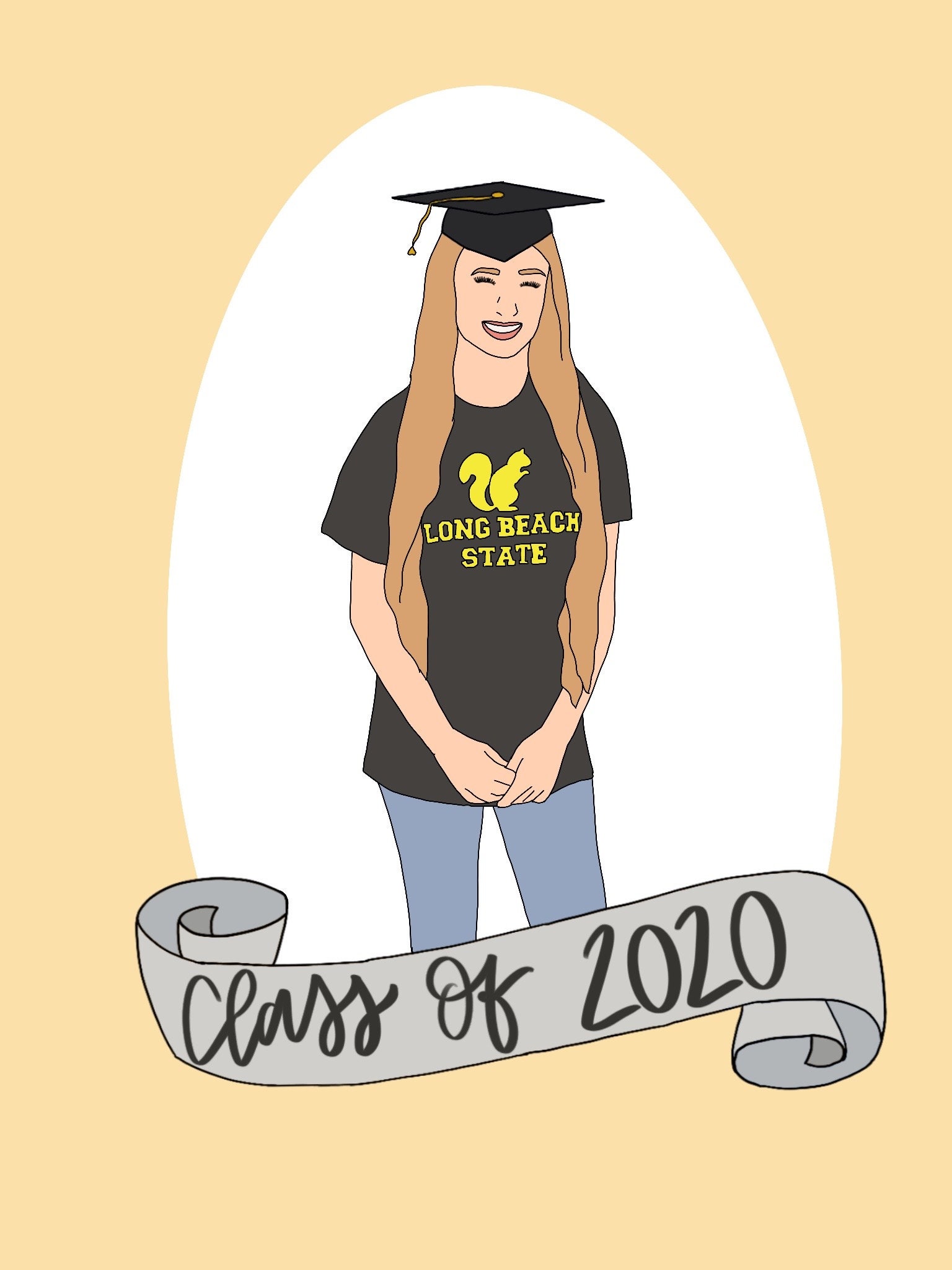 Custom Graduation Portrait: Personalized Illustration for High School ...