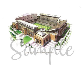 Texas A&M Aggies Football Stadium - Kyle Field - Art Print - Gifts for Him + Her - Fathers Day Present