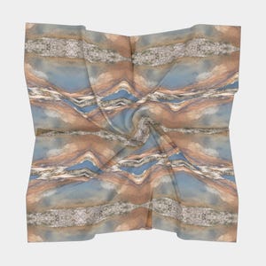 Yellowstone Blues Silk Scarf: National Parks Designer Head Scarf