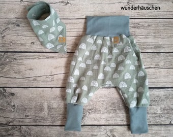 Pumphose, Mitwachshose, Musselinhose, Babyhose aus Musselin, viele Größen: 50/56, 62/68, 74/80, 86/92, 98/104, 110/116