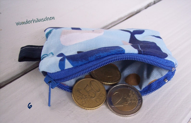Mini Geldbeutel Geldbörse kleines Täschchen Schlüsseltasche Kartentasche Münztasche Mäppchen 6 Wale