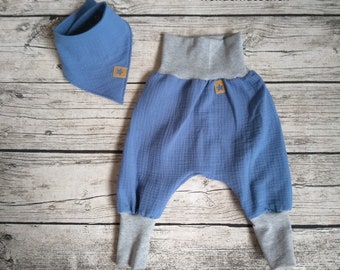 Bloomer, pantaloni in crescita, pantaloni in mussola, pantaloni per bambini in mussola, molte taglie: 50/56, 62/68, 74/80, 86/92, 98/104, 110/116