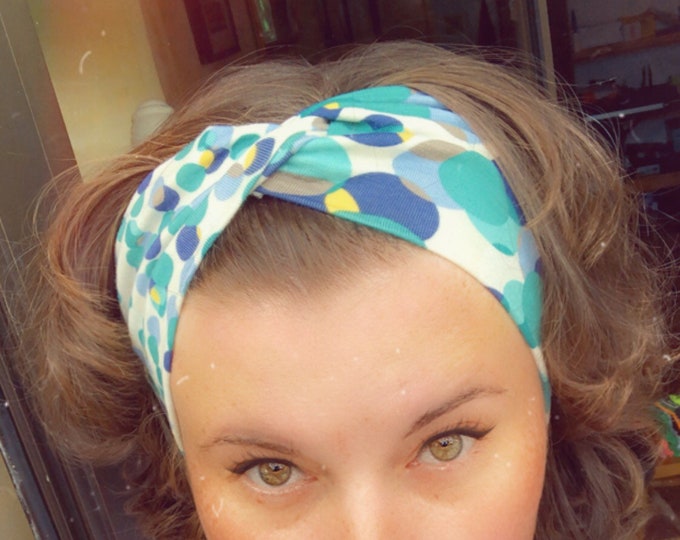 Coloured Circles Knotted Headband, Turban Headband, Fabric Headband, Sports/Yoga headband, Mother’s Day Gift, Women’s Gift