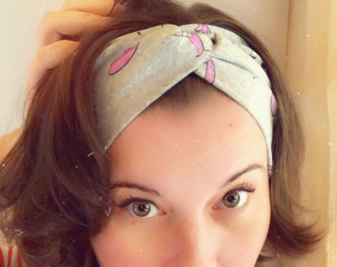 Grey with pink foil unicorns Knotted Headband, Turban Headband, Fabric Headband, Sports/Yoga headband, Mother’s Day Gift, Women’s Gift