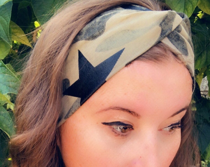 Camouflage Knotted Headband, Turban Headband, Fabric Headband, Sports/Yoga headband, Mother’s Day Gift, Women’s Gift