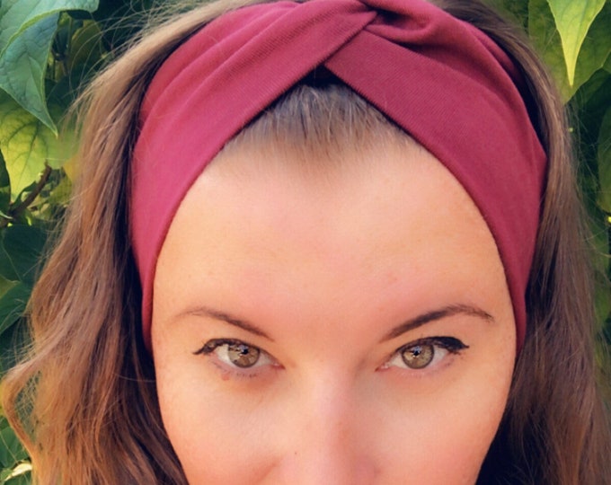 Wine Bordeaux color Dark red Knotted Headband, Turban Headband, Fabric Headband, Sports/Yoga headband, Mother’s Day Gift, Women’s Gift