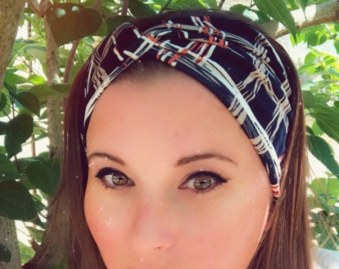 Black white geometric Knotted Headband, Turban Headband, Fabric Headband, Sports/Yoga headband, Mother’s Day Gift, Women’s Gift