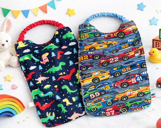 2x Serviettes élastiquées de table pour maternelle, garderie, bavoir facile à enfiler pour cantine, nounou