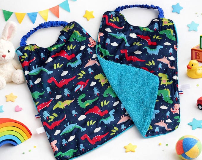 2x Serviettes élastiquées de table pour maternelle, garderie, bavoir facile à enfiler pour cantine, nounou