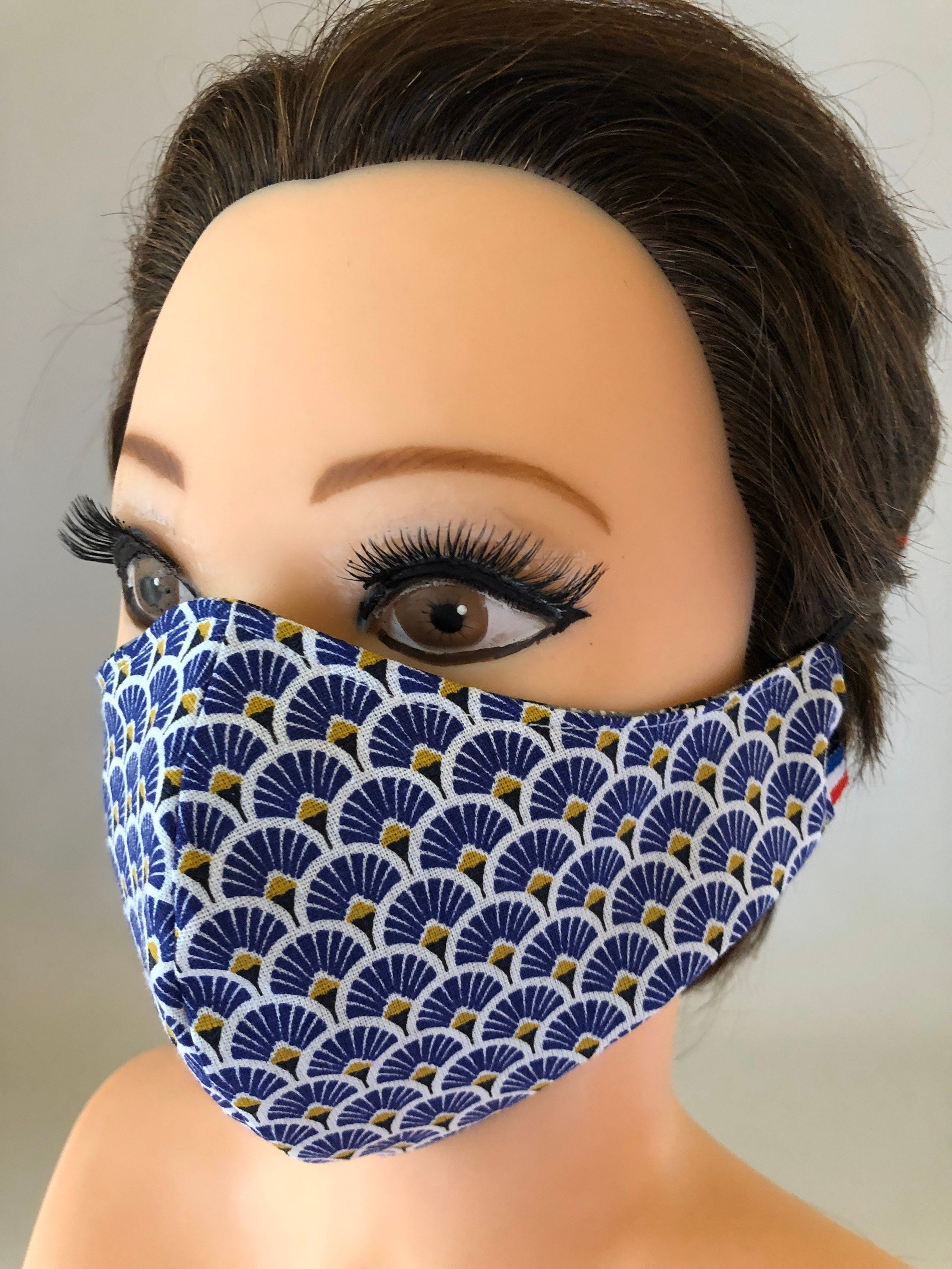 Washable, Reversible Cotton Face Mask Greys and blues