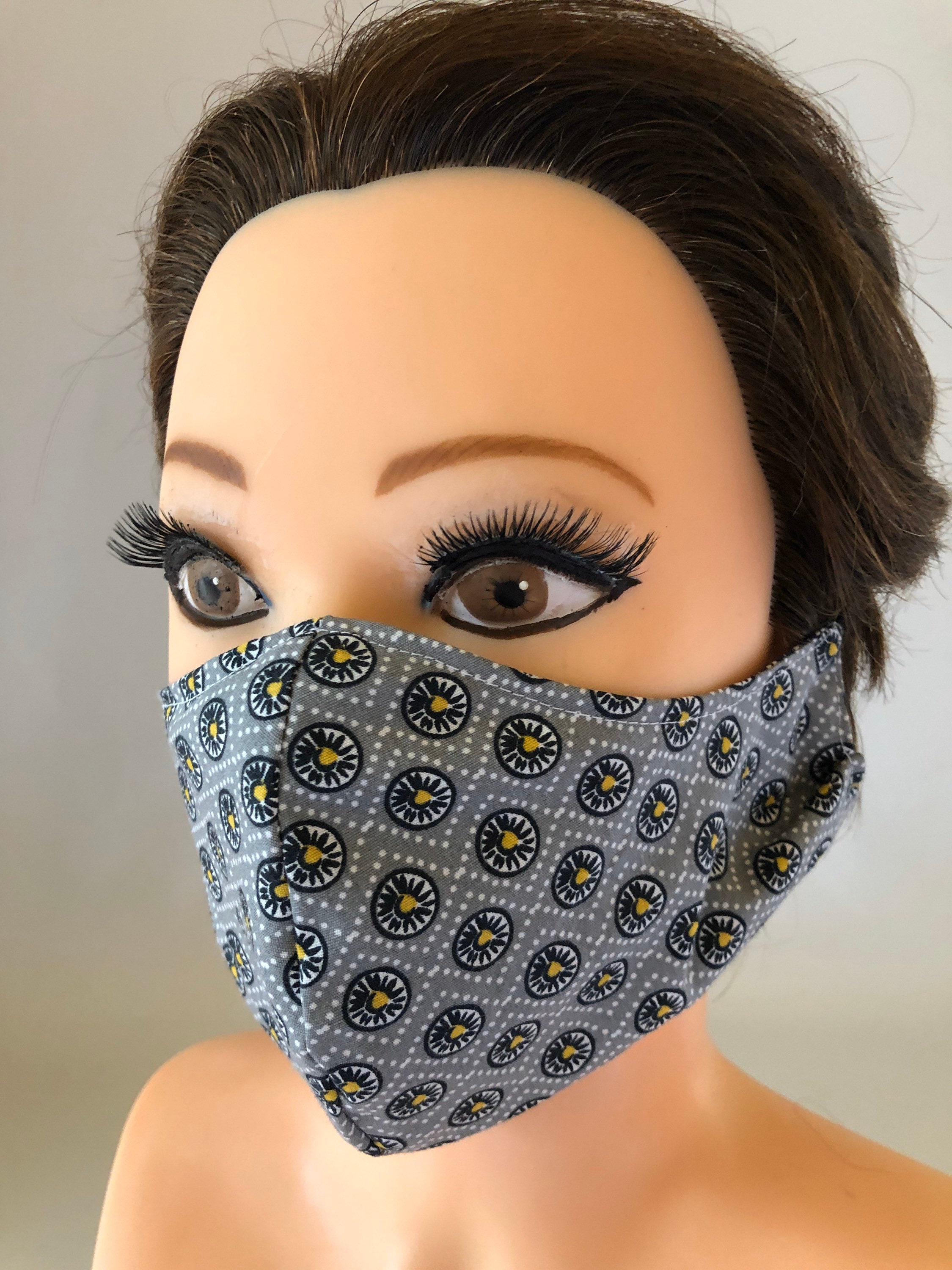 Washable, Reversible Cotton Face Mask Greys and blues