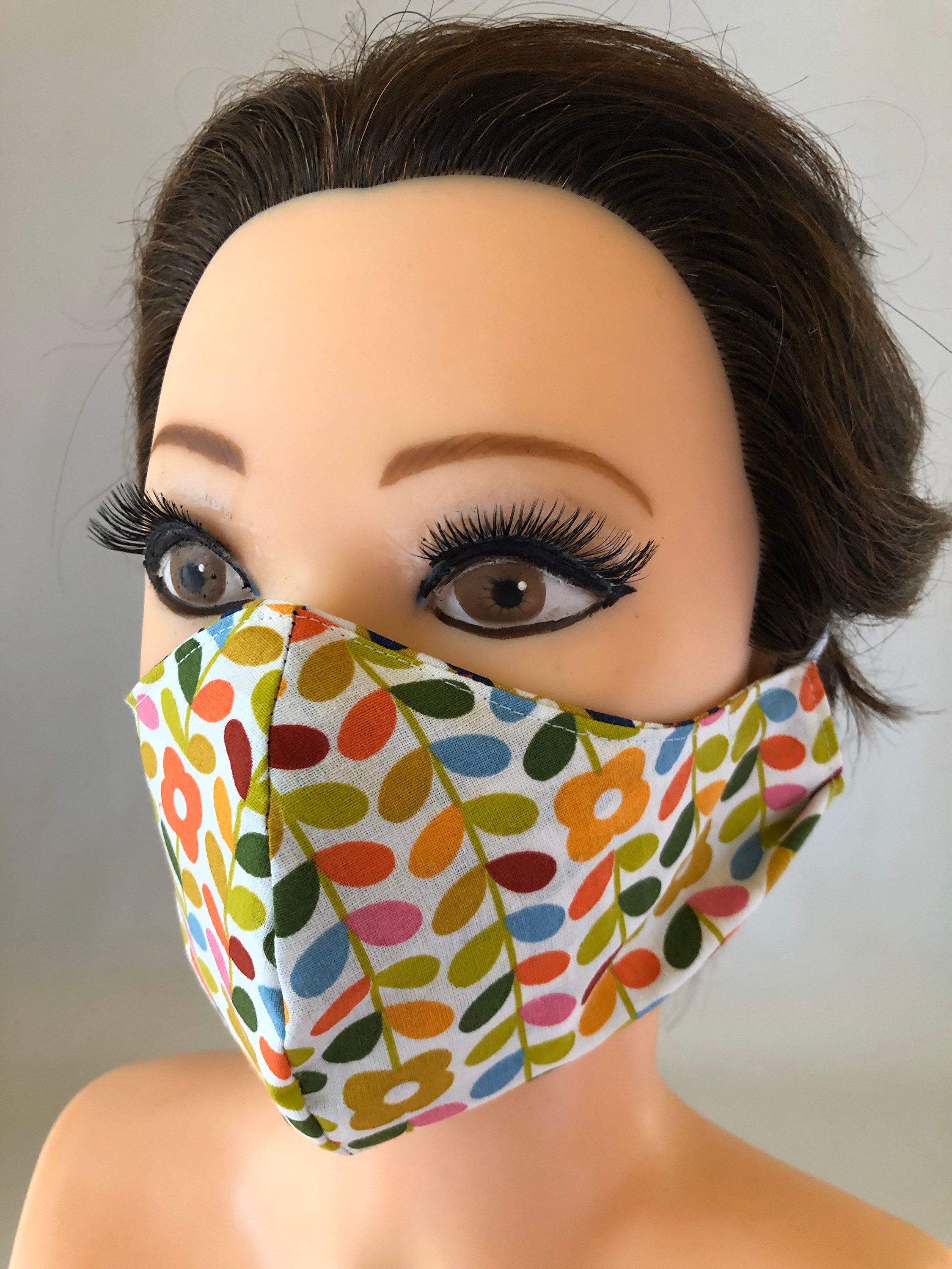 Washable, Reversible Cotton Face Mask Flowers