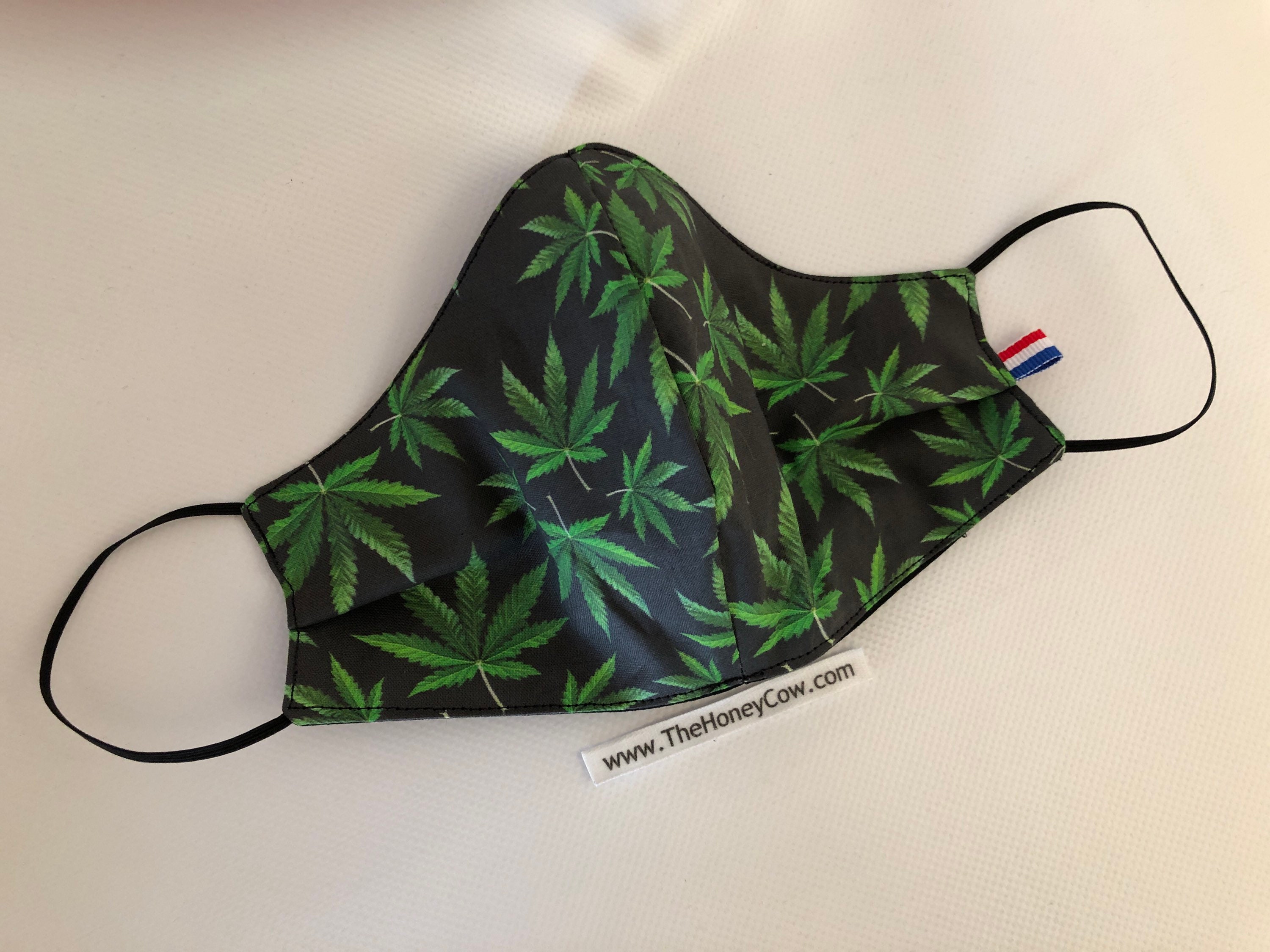 Washable 3 layers, Reversible Cotton Face Mask Marijuana Cannabis Leaf