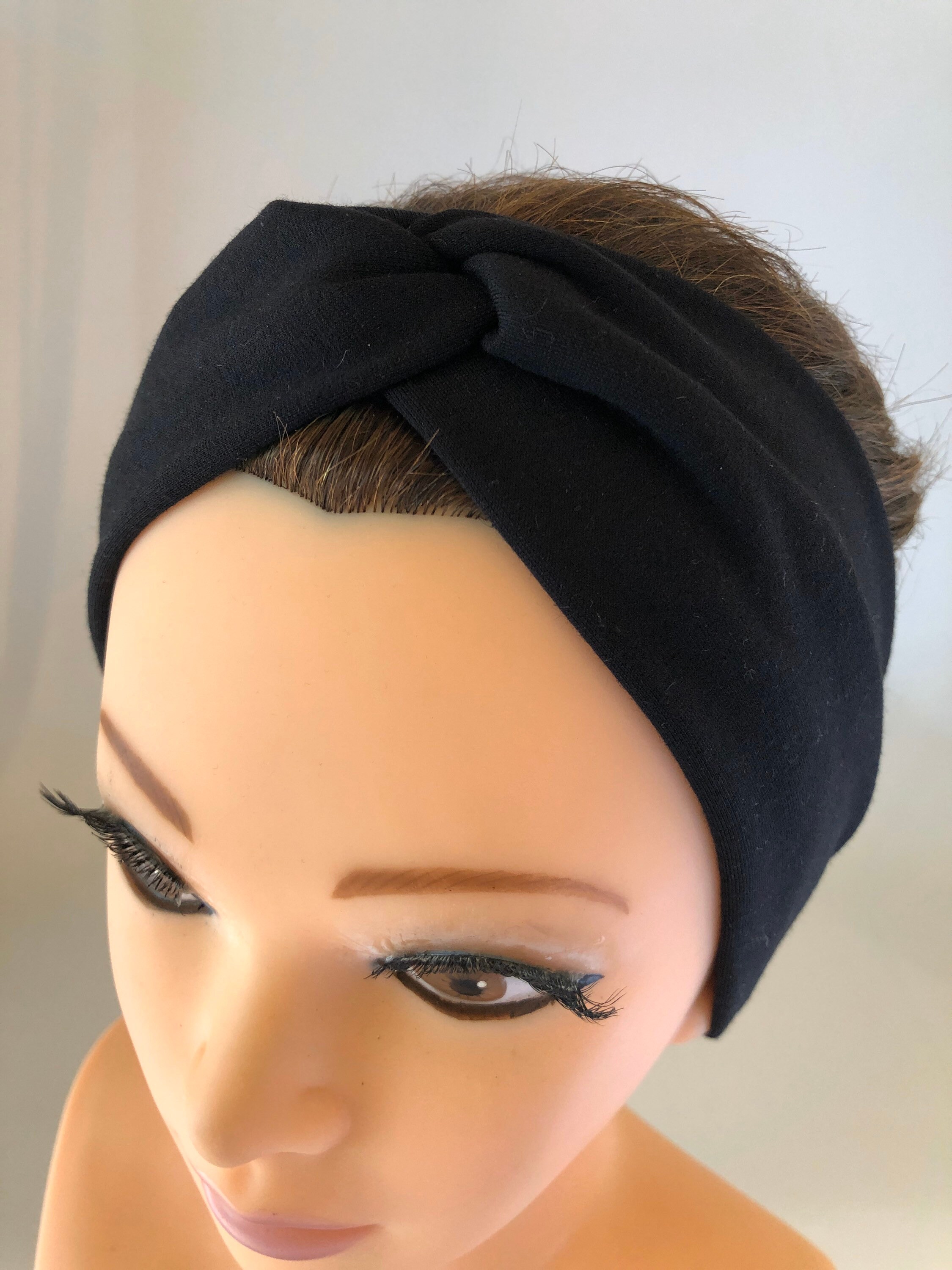 1 Black Knotted Headband, Turban Headband, Fabric Headband, Sports/Yoga