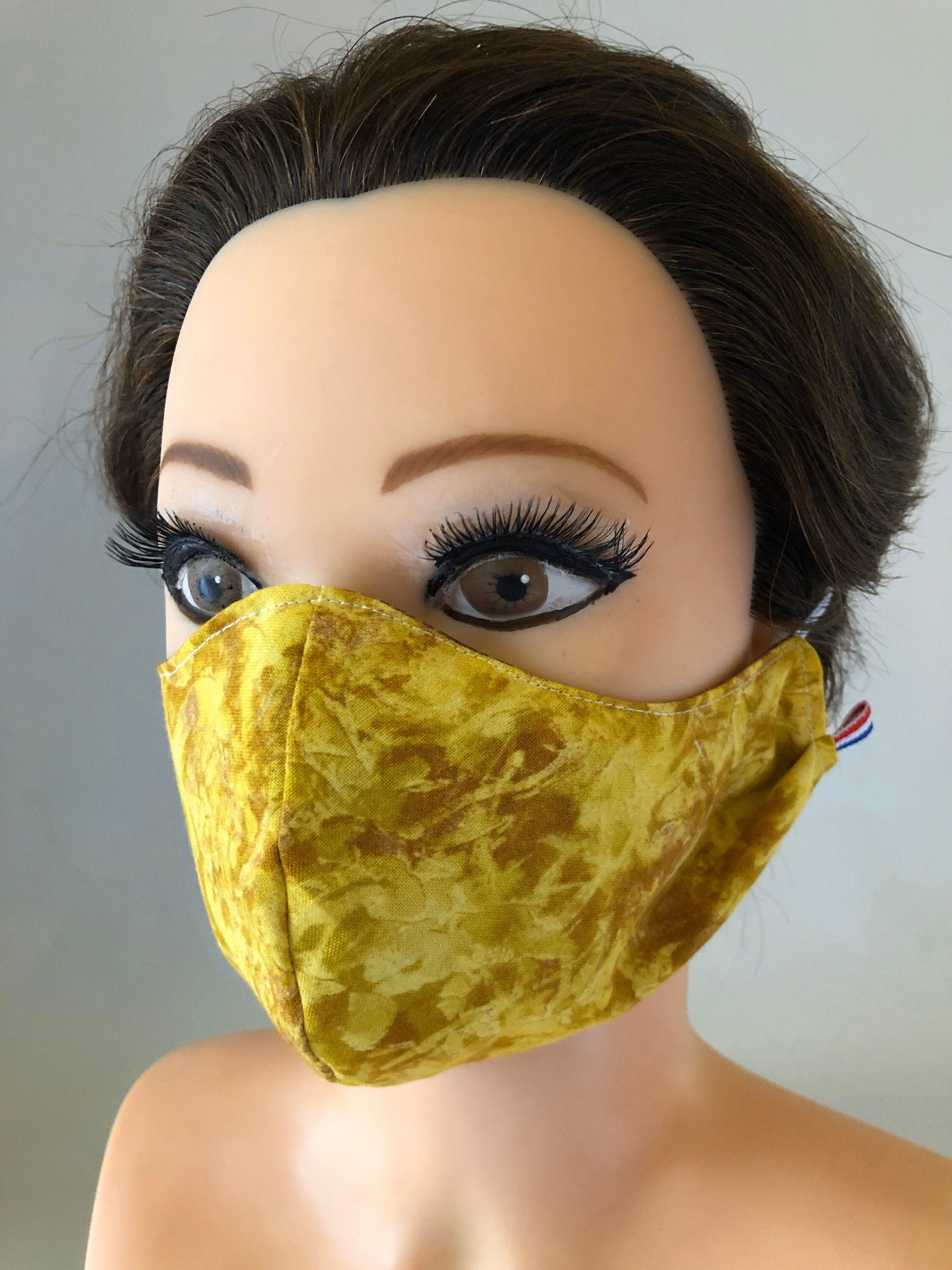 Washable, Reversible Cotton Face Mask Brown and yellow