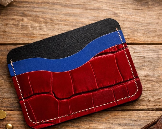 Handmade Leather Card Holder – French Minimalist Wallet, 3 Pocket