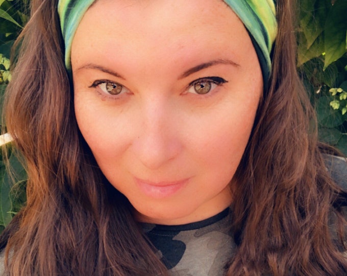 Green and Black Stripes Knotted Headband, Turban Headband, Fabric Headband, Sports/Yoga headband, Mother’s Day Gift, Women’s Gift