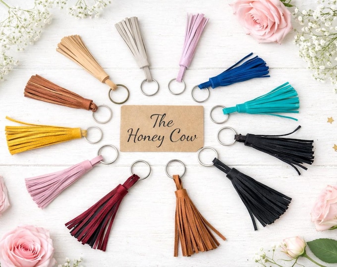 Handmade Leather Tassel Keyring – Colorful Bag Charm, Made in France