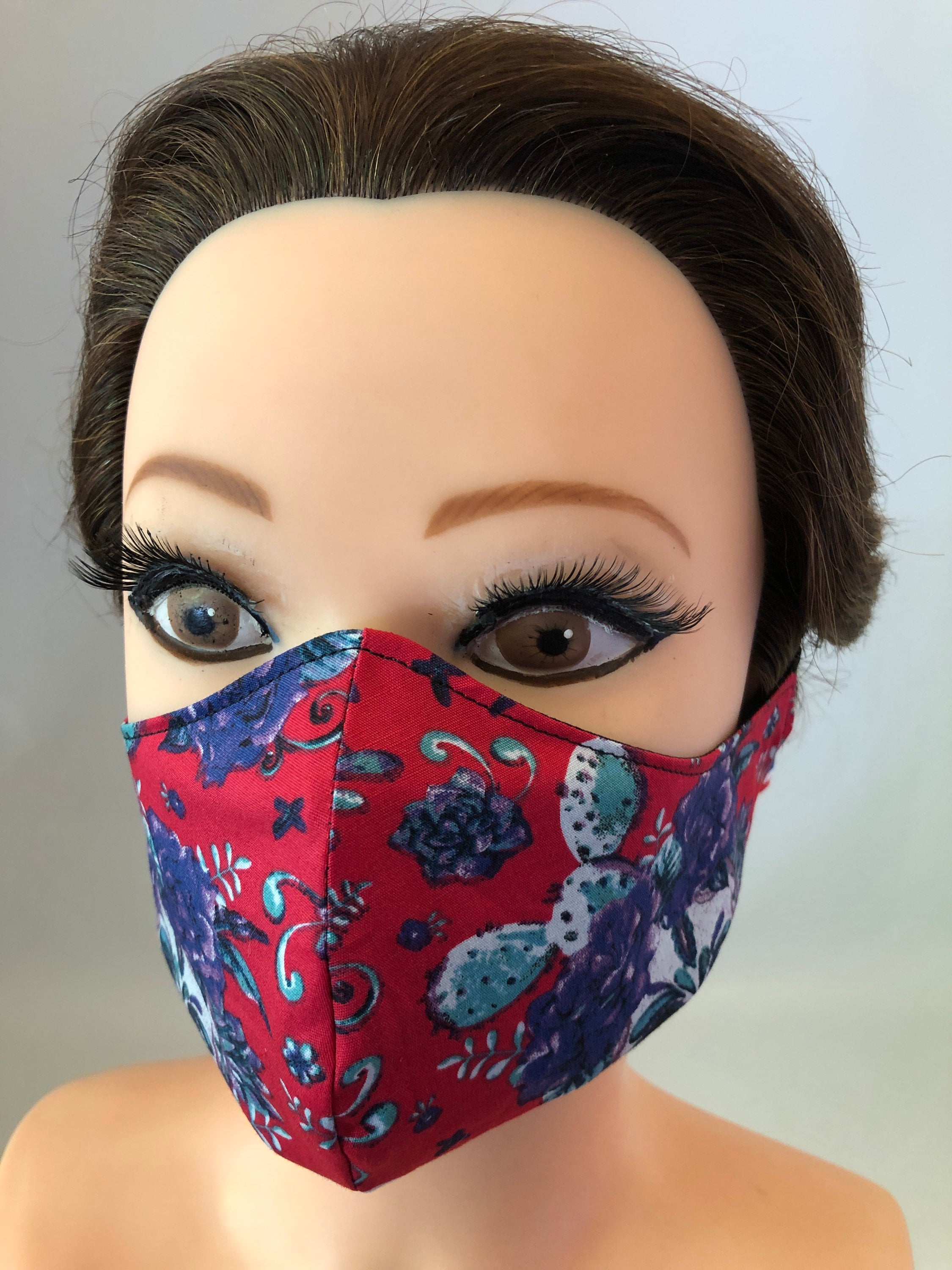 4 x Washable 3 layers, Reversible Cotton Face Masks skulls collection