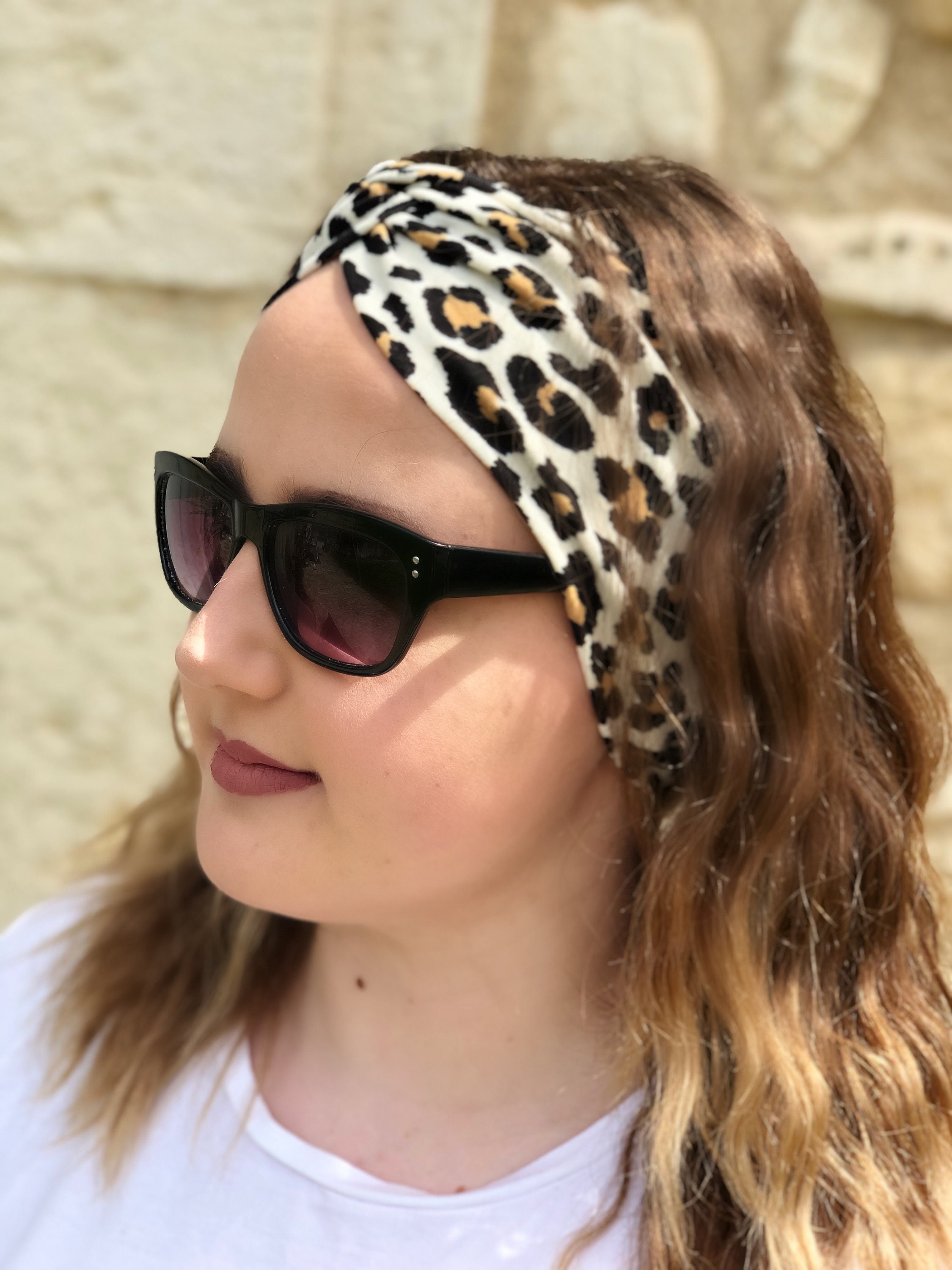 leopard print fur headband