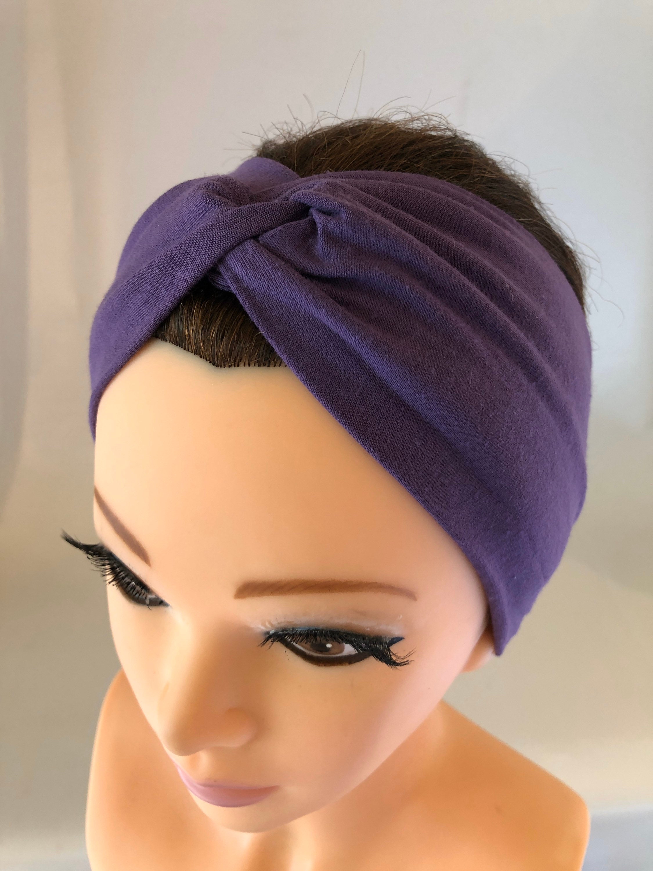 1 Purple Knotted Headband, Turban Headband, Fabric Headband, Sports