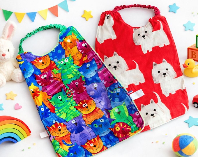 2x Serviettes élastiquées de table pour maternelle, garderie, bavoir facile à enfiler pour cantine, nounou