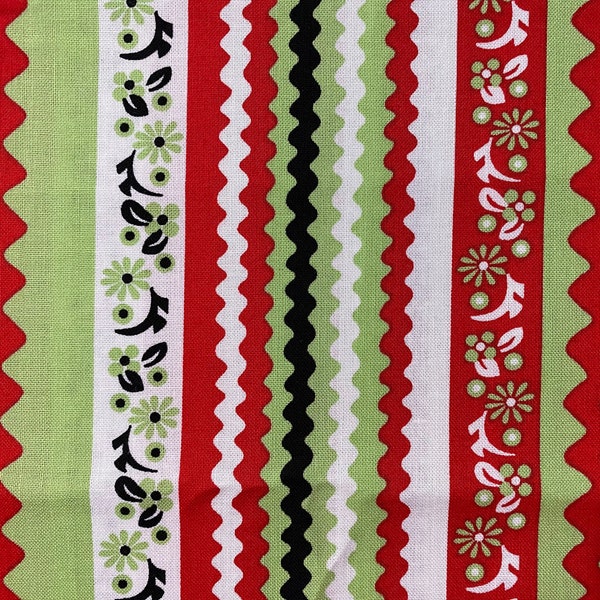 Retro Kitchen Ric Rac by Michael Miller / Christmas Fabric / By the Half Yard / Out of Print