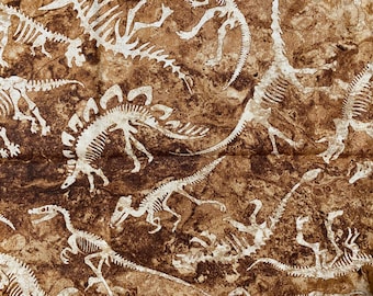 Stonehenge Kids Prehistoric by Northcott Fabrics / Dinosaur Fossil Fabric / Half Yard Piece / OOP and HTF