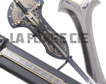 Anduril Zwaard Middeleeuws Zwaard + Schede + Plaquette Fantasie Zwaard Middeleeuws Zwaard Decoratie Middeleeuwse Zwaarden Elfenzwaard