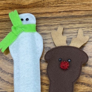 Felt Christmas Bookmarks: Handmade Deer & Snowman, Set of 3
