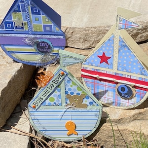 Sail Boat Shaped Card, Boat Card, Boy Birthday Card, Thank You Card, Birthday Card, Thinking of you Card, Fun Outdoor card, Baby Boy Card