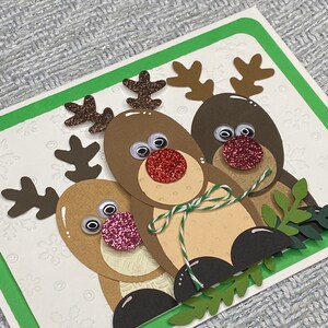 Tres amigos de invierno, tarjeta de ciervo, tarjeta navideña, tarjeta de felicitación, tarjeta de Navidad, tarjeta de "te extraño", tarjeta de invierno, tarjeta de "que te mejores pronto", tarjeta divertida