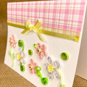Cartão floral rosa acolchoado, arte acolchoada, arte em papel, cartão de aniversário acolchoado, cartão de dia dos namorados, cartão pensando em você, cartão exclusivo, cartão em branco