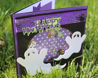 Halloween Shaker Card, Shaker Card, Birthday Card, Greeting Card, Celebration Card, Ghost Card, Handmade Card, Fun Card