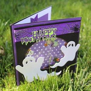 Cartão Shaker de Halloween, Cartão Shaker, Cartão de Aniversário, Cartão de Saudação, Cartão de Celebração, Cartão Fantasma, Cartão Feito à Mão, Cartão Divertido