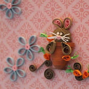Quilled Hase Karte, Thinking of You Karte, Quilled Hase Karte, Quilled Hase Karte, Freundschaftskarte, Geburtstagskarte, Fun Card, Quilled Art