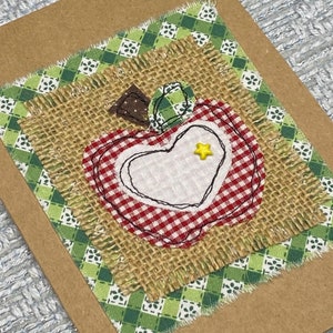 Apple met Star Card, Teacher Card, Thank You Card, Apple of my Eye, Country Apple, Blank Inside Card, Bday Card, Birthday Card, Greeting Card