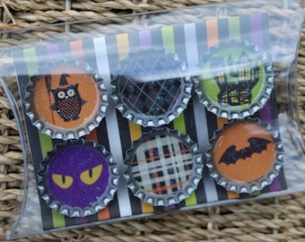 Halloween Glitter Bottle Cap Magnets, Halloween Magnets, Resin Magnets, Decorative Magnets, Handmade Magnets, Fridge Magnets, Magnets