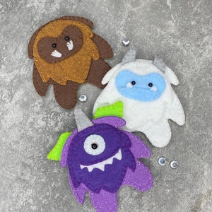 Monster Finger Puppet, Flying Purple Monster Puppet, Sasquatch Finger Puppet, Yeti Finger Puppet, Cute Finger Puppets, Creative Play Puppets