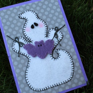 Cartão fantasma, cartão fantasma de Halloween, doces ou travessuras, fofo assustador, cartão interno em branco, cartão exclusivo, cartão de feltro, cartão de felicitações