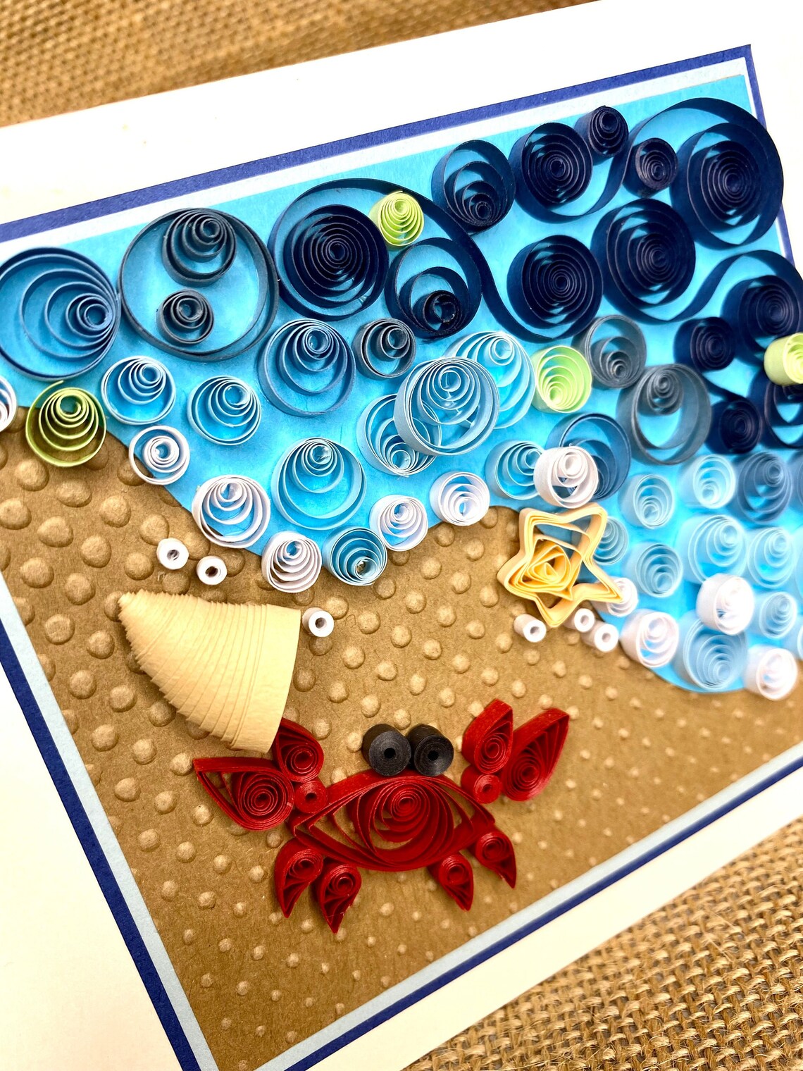 Quilled Beach Card Quilled Art Paper Art Quilled Birthday Etsy