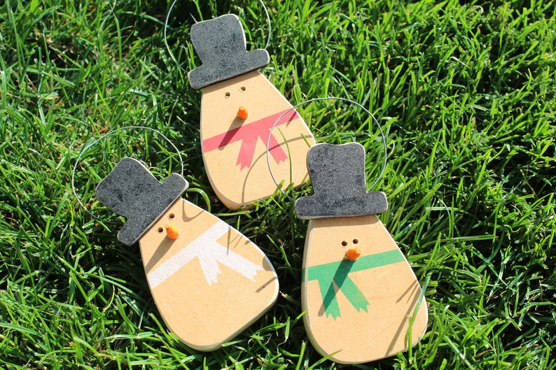 Christmas Home Décor, Wood Snowman Ornaments, Simple Snowman Ornament, Handmade Snowman, Christmas Tree Decoration, Holiday Ornament image 2