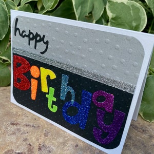 Cartão de aniversário com glitter, cartão de aniversário, cartão feito à mão, cartão interno em branco, cartão para qualquer idade, cartão para idosos, cartão exclusivo, cumprimentos de aniversário, aniversário