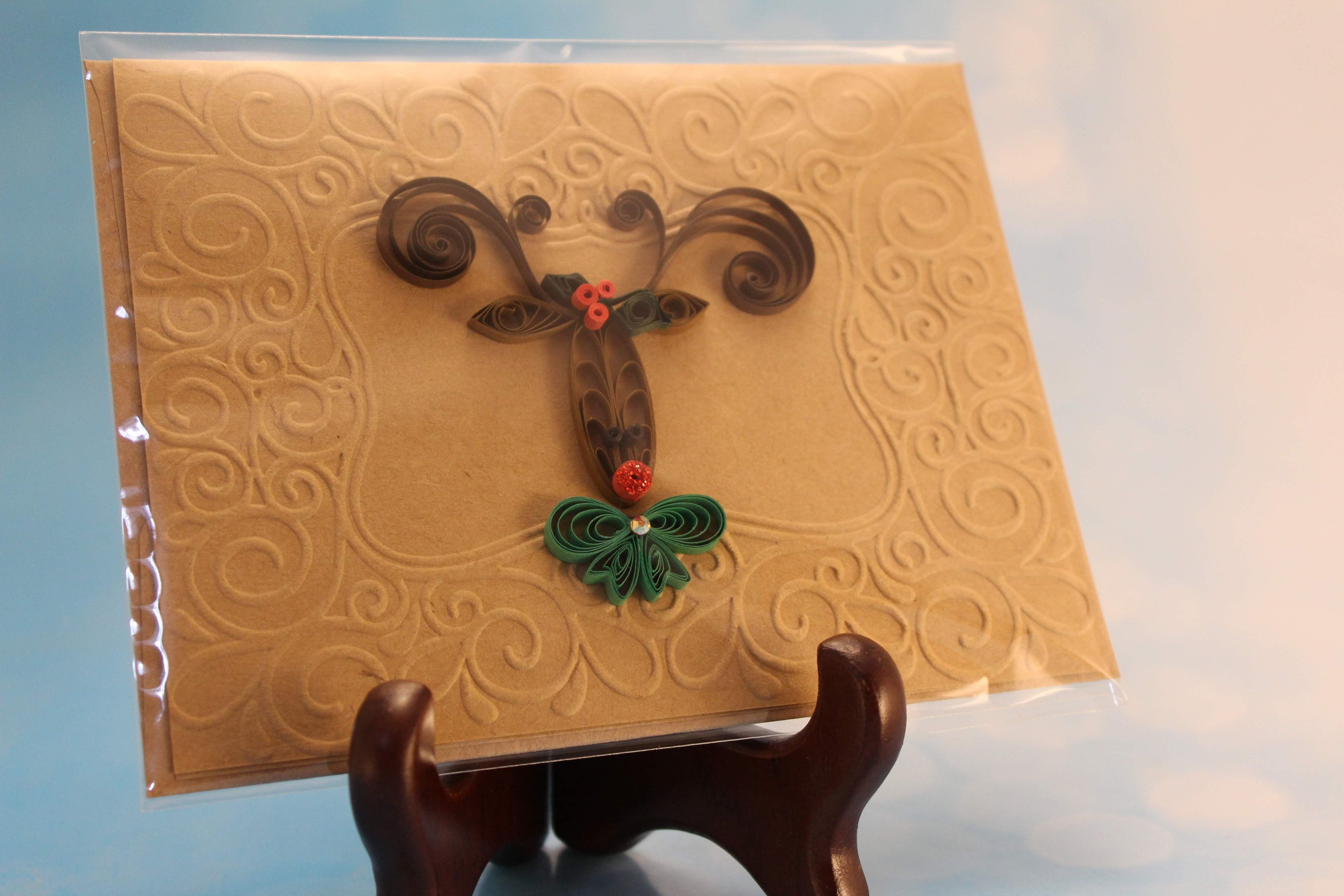 Quilled Reindeer Card Christmas Card Holiday Card Quilled Etsy