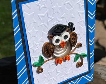 Quilled Graduation Owl Greeting Card – Handmade 3D Paper Art, Wise ...