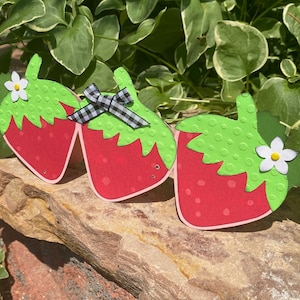 Tarjeta de felicitación en forma de fresa, invitaciones de cumpleaños, tarjeta de cumpleaños, tarjeta de verano, tarjeta interior en blanco, tarjeta de diversión, linda tarjeta de fresas