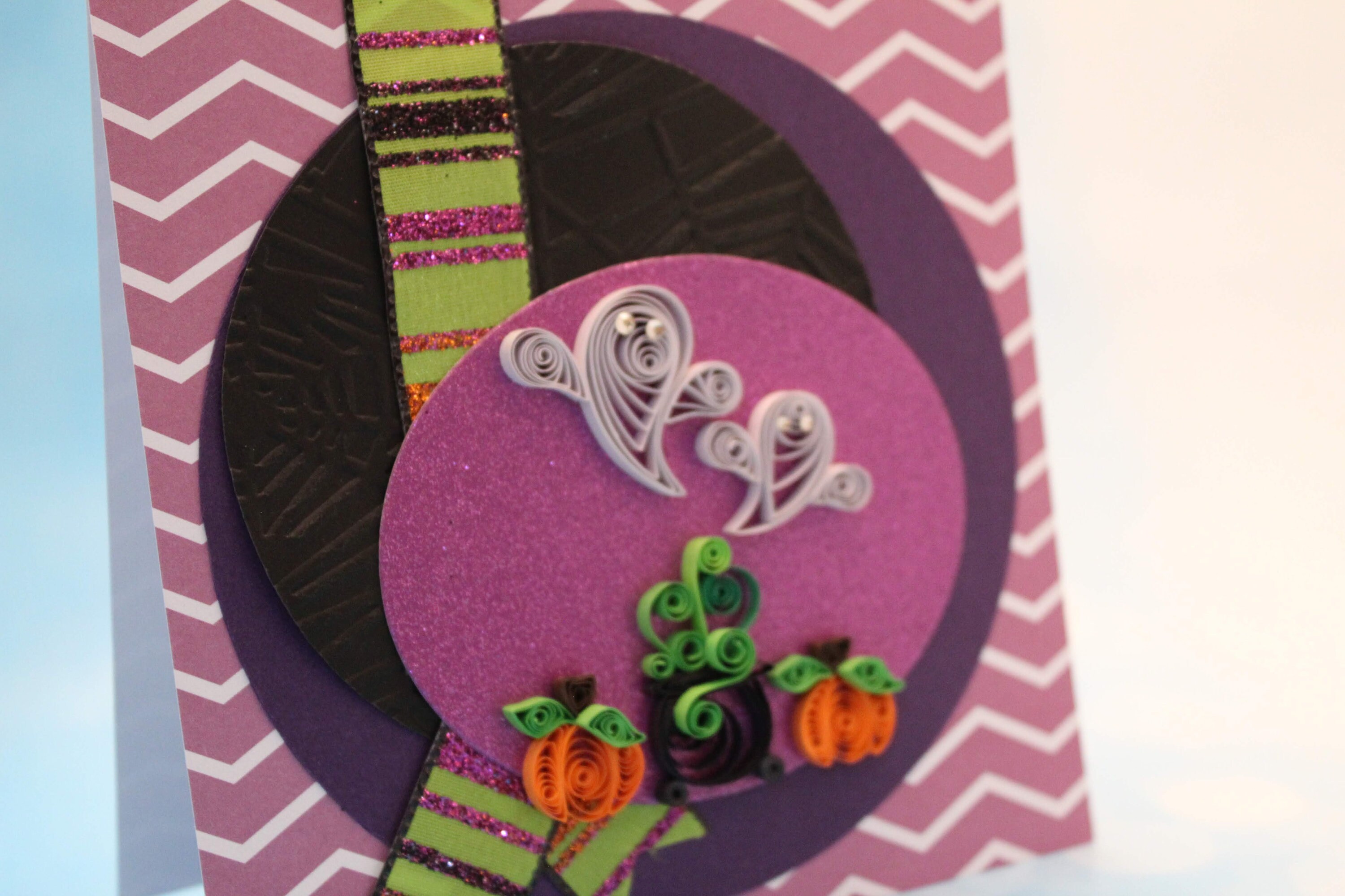 Quilled Halloween Card Fall Card Ghost Card Cauldron Etsy