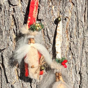Small 3&quot; Santa, Red or White, 2 Primitive Santa Bowl Fillers, Coffee-Stained Santa, Handmade Santa Ornament, Rustic Santa, Country Santa
