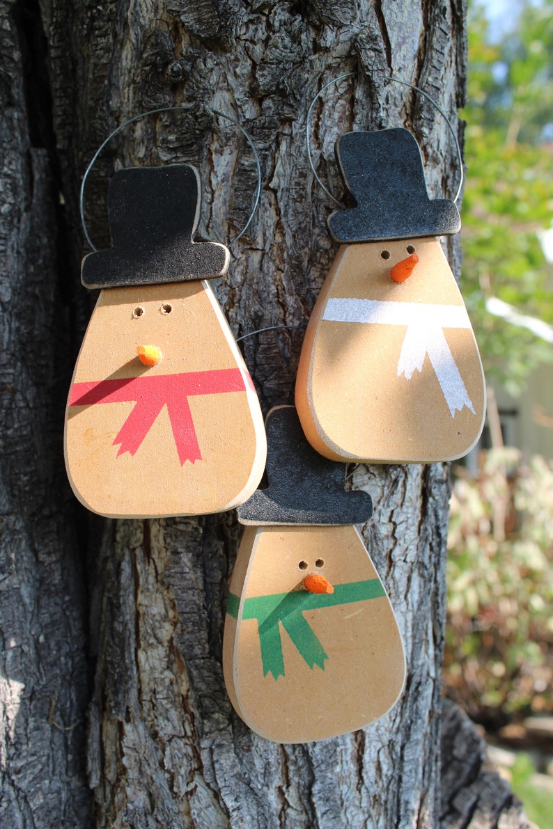 Christmas Home Décor, Wood Snowman Ornaments, Simple Snowman Ornament, Handmade Snowman, Christmas Tree Decoration, Holiday Ornament image 9